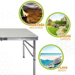 AKTIVE - Table Pliante Avec 2 Tabourets Et Poignée De Transpor, Gris -Quechua Camp Promos Magasin aktive table pliante avec 2 tabourets et poignee de transpor gris 3