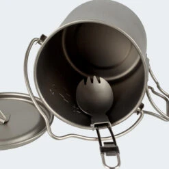 Batterie De Cuisine De Camping Set | Casseroles + Fourchette/Cuillère | Titane -Quechua Camp Promos Magasin batterie de cuisine de camping set casseroles fourchettecuillere titane 2