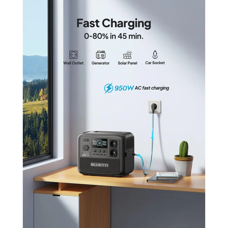Kit Générateur Solaire BLUETTI AC70+PV120, 768Wh/1000W LiFePO4 Pour Le Camping 4 Kit Générateur Solaire BLUETTI AC70+PV120, 768Wh/1000W LiFePO4 Pour Le Camping – Image 4