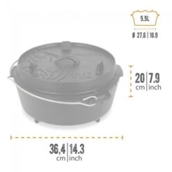 Petromax Dutch Oven FT6-6QT (avec Pieds) Et Levier De Couvercle -Quechua Camp Promos Magasin petromax dutch oven ft6 6qt avec pieds et levier de couvercle 2