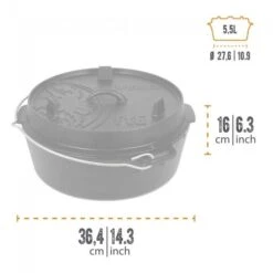 Petromax Dutch Oven FT6-6QT - Sans Pieds -Quechua Camp Promos Magasin petromax dutch oven ft6 6qt sans pieds 2