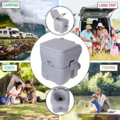 Toilette Portable 20L Pour Camping-Car, WC Avec Chasse D'Eau 13L Camry -Quechua Camp Promos Magasin toilette portable 20l pour camping car wc avec chasse deau 13l camry 2